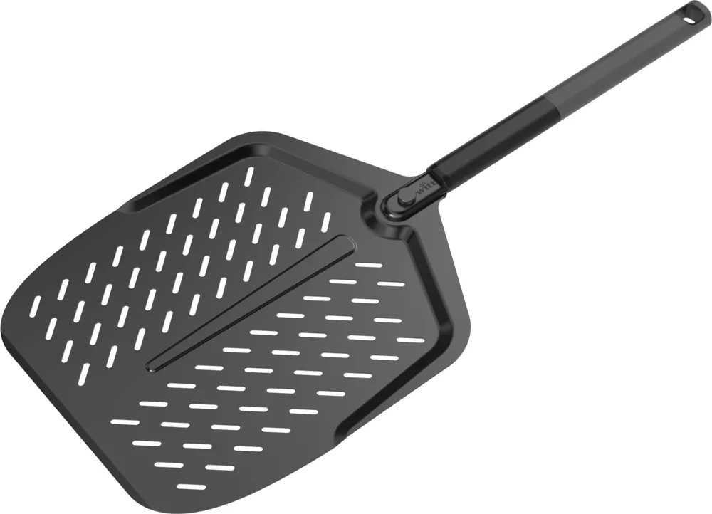 Witt Pizza 12 Zoll perforierte Pizzaschaufel Black Edition mit TPE-Griff